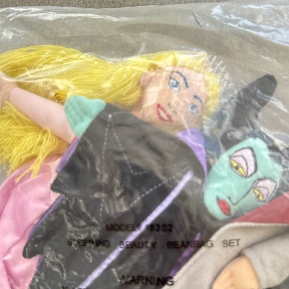 Sleeping Beauty Prince Phillip Maleficent Aurora Disney Store Bean Bag Set of 3 - Picture 2 of 9